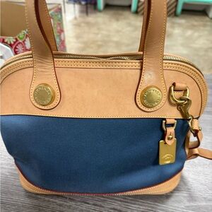 Dooney & Bourke Blue and Tan Shoulder Bag